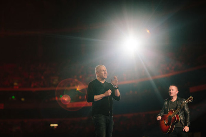 Louie Giglio addresses the crowd at Passion 2013 in Atlanta, Georgia, from Jan. 1-4, 2013.