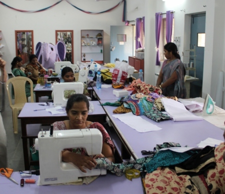 Women making uniforms