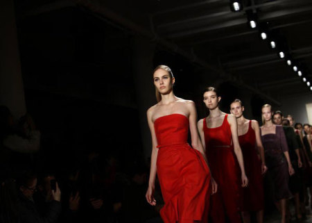 A model presents a creation from the Alexandre Herchcovitch Autumn/Winter 2013 collection during New York Fashion Week, in New York February 9, 2013.