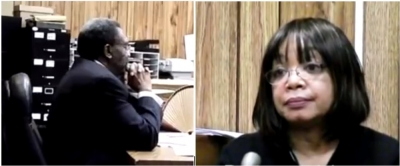 Rev. Edward Fairley (L) cross-examines his former lover and associate pastor Rev. Simone Shields-Oliver in Court last Thursday.