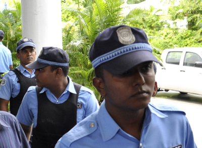 Police in the Maldives are shown in this file photo.