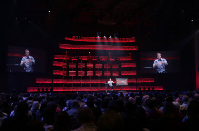 Andy Stanley, senior pastor of North Point Community Church and founder of North Point Ministries, speaks to pastors and ministry leaders gathered at the Drive Conference in Alpharetta, Ga., Tuesday, March 12, 2012.