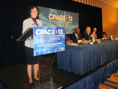 Dr. Jennifer Roback Morse speaking at the Conservative Political Action Conference, National Harbor, Md., March 15, 2013.