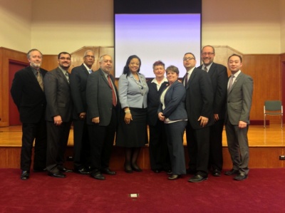 Leaders from several Christian organizations including The National Association of Evangelicals, the World Evangelical Alliance, the New York Divinity Schools, the National Latino Evangelical Alliance, The Salvation Army and New York City Intercessors attending the Arms Trade Treaty Prayer Service in New York on March 27, 2013.