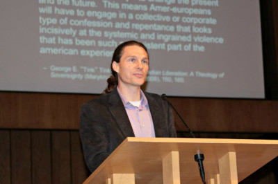 Society for Pentecostal Studies 2012-13 President Paul Alexander is seen in this public Facebook photo speaking at the society's annual conference held March 21-23, 2013, at Seattle Pacific University in Washington state.