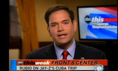 Sen. Marco Rubio (R-Fla.), on ABC's 'This Week,' discussing immigration reform and Jay-Z's trip to Havana, Cuba. April 14, 2013.