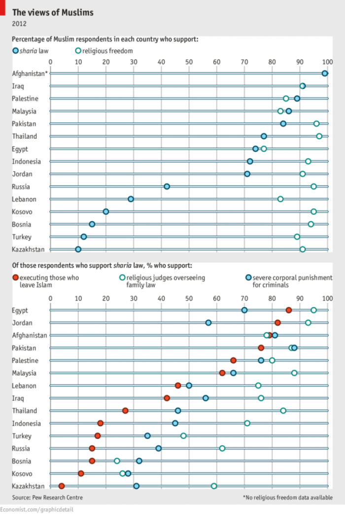 A chart depicting how the world views Muslims.