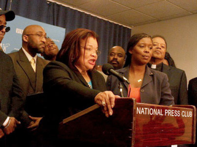 Reverend Alveda King speaks at a news conference held at the National Press Building in Washington, DC on May 14, 2013 calling for Congress to hold hearings about abortion clinic practices in black neighborhoods.