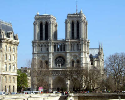 The Notre Dame Cathedral in Paris, France.