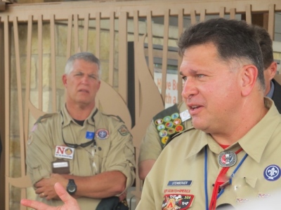 John Stemberger, founder of OnMyHonor.Net speaks at a press conference following the results of the Boy Scouts of America national council's vote of 61.44 percent to 38.56 percent, in favor of allowing openly-gay members into the scouts. Stemberger said Thursday will be the last day he will wear his scouting uniform, and his sons will also be leaving the scouts. Grapevine, Texas, May 23,2013.