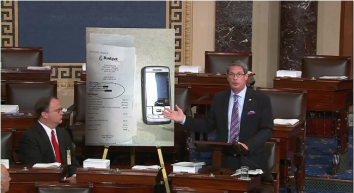 GOP Senator from Louisiana, David Vitter (r), discusses the Lifeline Program in the U.S. Senate last Monday.