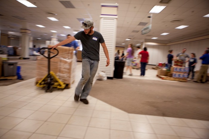 One of about 80 men from Salvation Army's Adult Rehabilitation Center who are providing support to survivors of the devastating tornado that ripped through Moore, Okla., May 20, 2013.