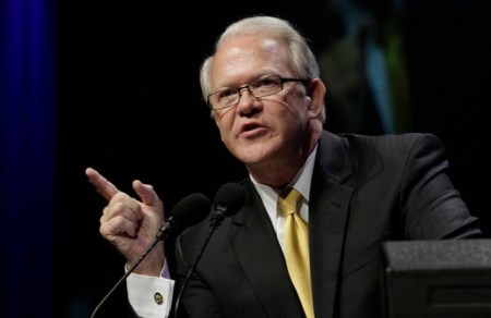 Southern Baptist Convention Executive Committee President Frank Page gives a report emphasizing Baptist campus ministries and church plants on college campuses. He gave the report during the afternoon session of the first day of the June 11-12 SBC Annual Meeting at the George R. Brown Convention Center in Houston, Texas.