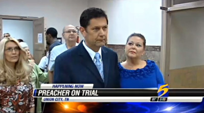 Edward and Cathy Mallonee appear in the halls of the Obion County Courthouse in Obion County, Tenn., on July 10, 2013, where the former minister and an alleged one-time girlfriend pleaded not guilty to conspiring to kill his wife.