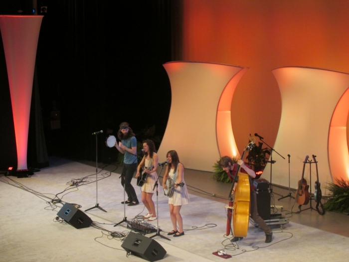 The Vespers perform at the New Artist Showcase at the International Christian Retail Show in St. Louis, Mo., on Sunday June 23, 2013.