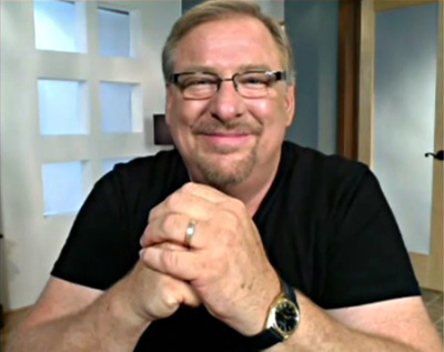 Saddleback Church Pastor Rick Warren speaks via Skype July 1, 2013, at the Hillsong Conference in Australia.