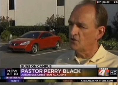 Pastor Perry Black of Family Church Bryant speaks with the NBC affiliate KARK 4 about the school's decision to arm staff.