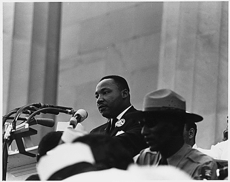 Civil Rights March on Washington, D.C., Martin Luther King Jr. delivers his 'I Have a Dream' speech on August 28, 1963.