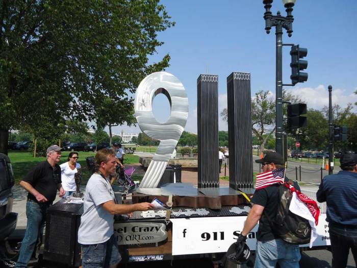 A 9/11 memorial float near the White House on September 11, 2013, in Washington, D.C.