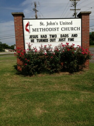 The message on the sign outside of St. John's United Methodist Church in Nashville, Tenn., has sparked a debate about homosexuality.