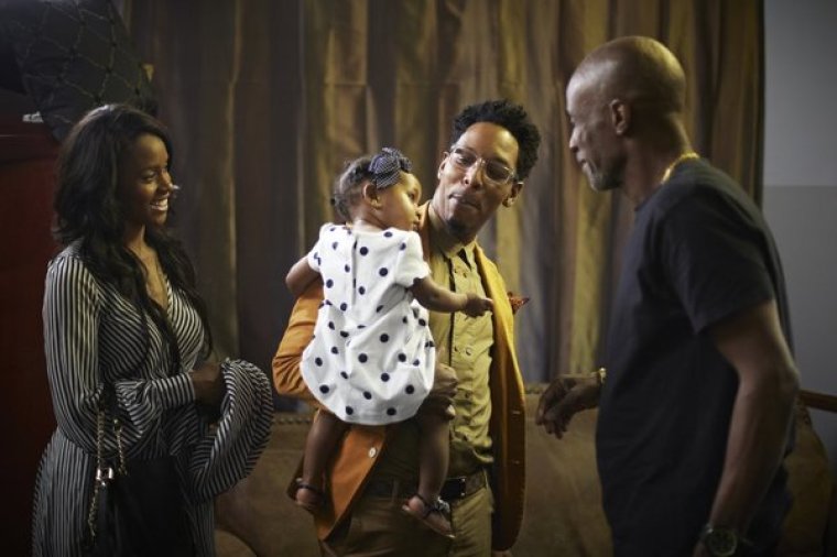 Dominique Haddon, Minister Deitrick Haddon, Destin Haddon and Bishop Noel Jones in 'Preachers of L.A.' on the Oxygen network.