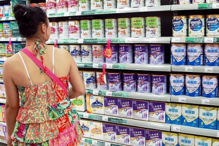 Baby formula in a store in China.