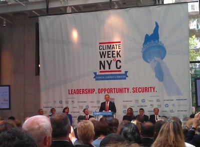 Tony Blair speaking at the opening ceremony of Climate Week in New York on Sept. 23, 2013.