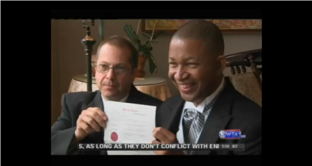 The Rev. Ken Kline Smeltzer was fired by his church for marrying this gay couple, Gregory Scalzo (l) and Joseph Davis (r) on Aug. 19.