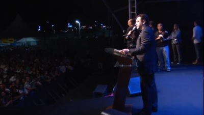 Pastor Marco Feliciano preaching at Glorifica Litoral in São Sebastião, Brazil in September 2013.