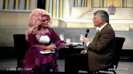 Jan Crouch is seen with Franklin Graham on TBN.