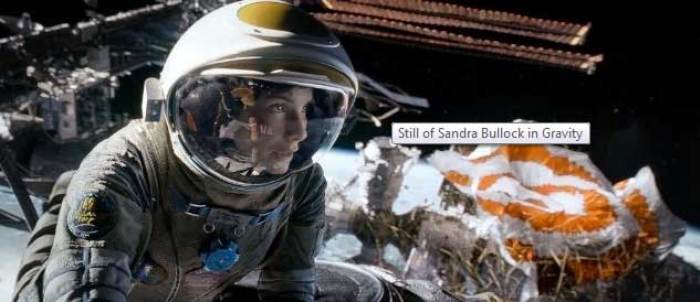 Still of Sandra Bullock in 'Gravity.'