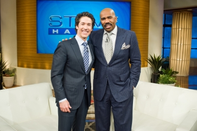 Joel Osteen visits the 'Steve Harvey' show.