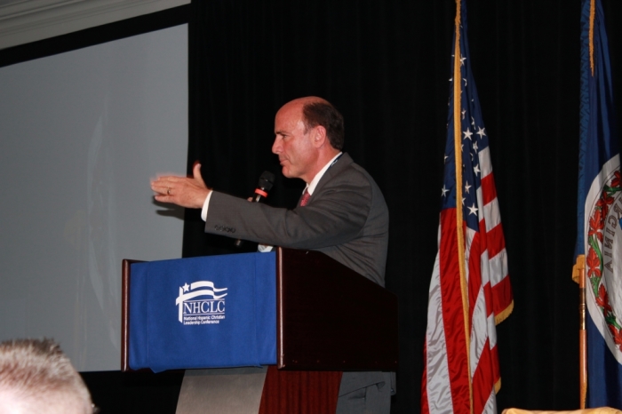 Carlos Campo, an education and leadership consultant and former president of Regent University, speaks at the National Hispanic Christian Leadership Coalition in Washington, D.C.