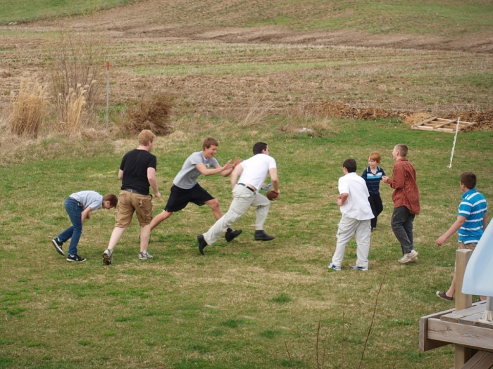 People playing football.