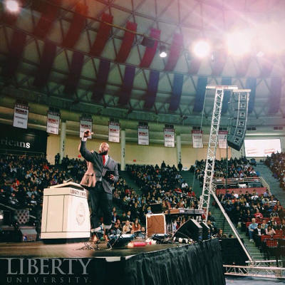 Dr. Eric Mason, pastor of Epiphany Fellowship in Philadelphia, Pa., speaks Monday, Dec. 2, 2013, at Liberty University's Convocation in Lynchburg, Va.