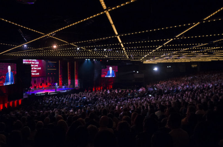 David Jeremiah, pastor of Shadow Mountain Community Church, speaks on stage at 'A Night of Celebration in NYC with David Jeremiah & Friends' at Madison Square Garden on Thursday, Dec. 5, 2013.