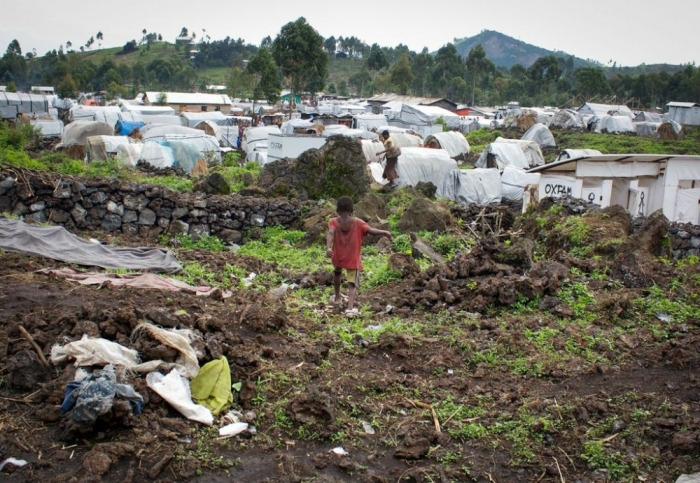 More than 200 children live unaccompanied at Mugunga 1, without parent or guardian protection. World Vision distributes food there in partnership with the World Food Programme, and families receive a monthly supply of maize meal, rice, beans, vegetable oil, salt and other staple foods.