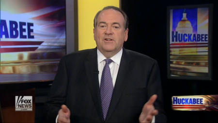 Screencapture of Mike Huckabee hosting Fox News' 'Huckabee,' Jan. 25, 2014.