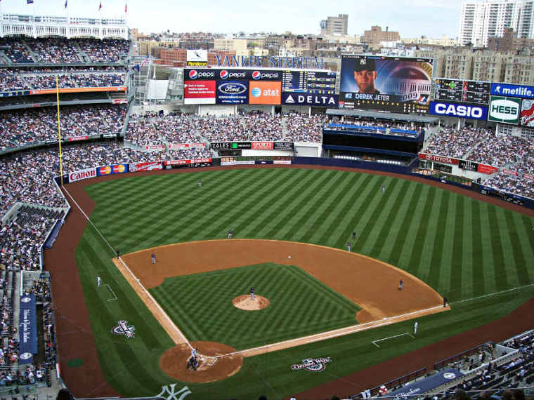 Yankee Stadium is home to the New York Yankees and is located in the Bronx borough of New York.