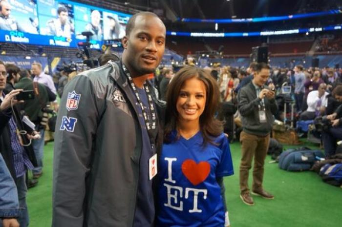 Seattle Seahawks linebacker, Mike Morgan (l) and media personality Rocsi Diaz (r)