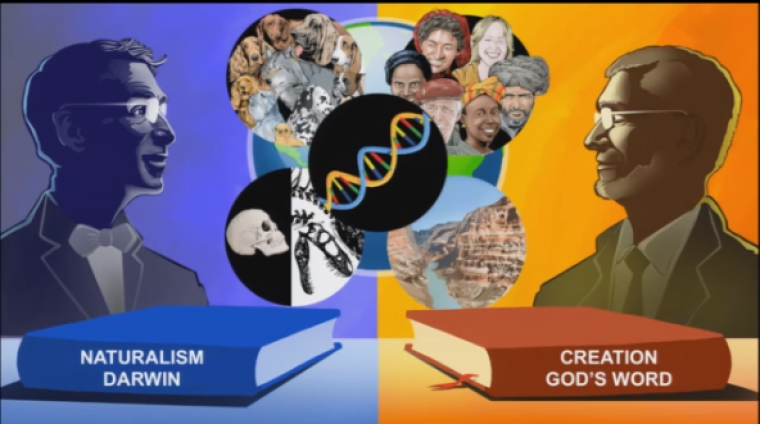 Ken Ham, founding president and CEO of Answers in Genesis, showed this graphic when discussing his worldview as compared to his opponent Bill Nye, known popularly as “The Science Guy” for his scientific kids show, at The Creation Museum on Tuesday.