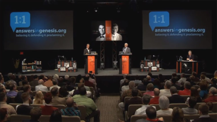 Ken Ham (Right), founding president and CEO of Answers in Genesis, and Bill Nye (Left) 'The Science Guy' debate creationism Feb. 4, 2014.