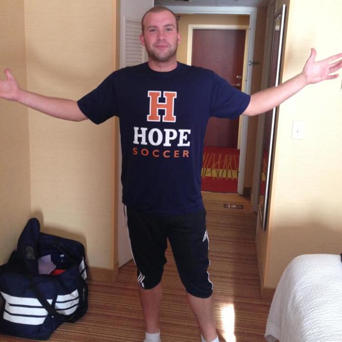 Joel Haler standing tall for Hope College.