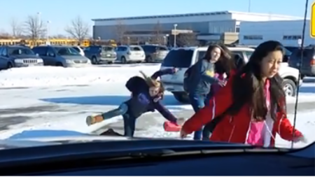 Dad Laughs at Ice Falls in video posted to YouTube.