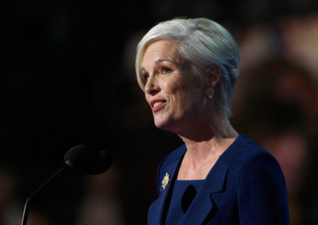 Cecile Richards, president of Planned Parenthood Federation of America, waves after addressing the second session of the Democratic National Convention in Charlotte, N.C. Sept. 5, 2012.