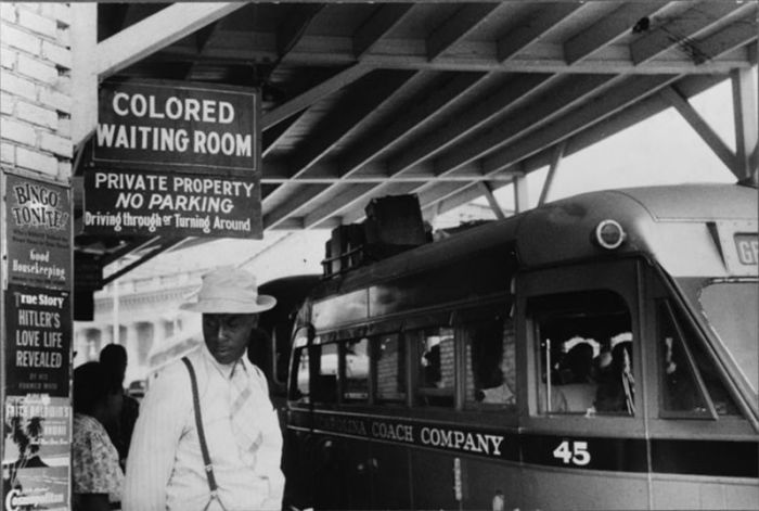 'At the bus station in Durham, North Carolina.' May 1940, Jack Delano.