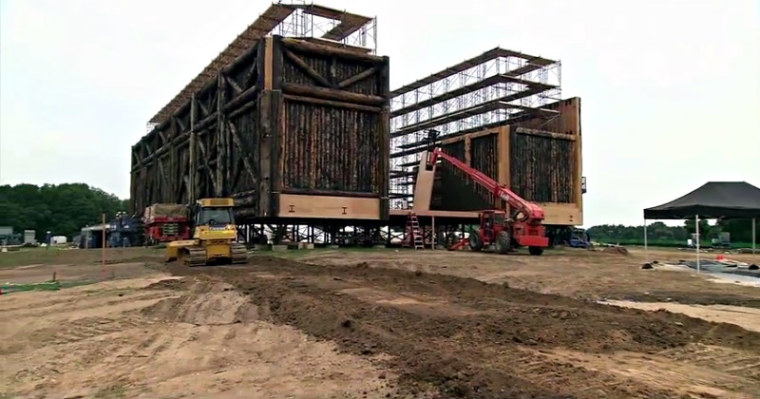 Paramount Pictures gives an inside look at the building of the ark for the 'Noah' film in theaters March 28, 2014, in a new YouTube video trailer.