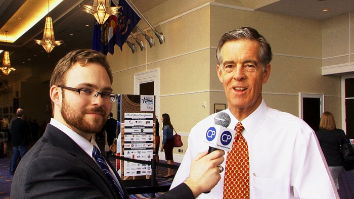 John Andrews, former president of the Colorado Senate and Director of the Centennial Institute at Colorado Christian University, speaks to CP reporter Tyler O'Neil at the Conservative Political Action Conference (CPAC) at the Gaylord National Harbor, Md. on Friday, March 7, 2014.