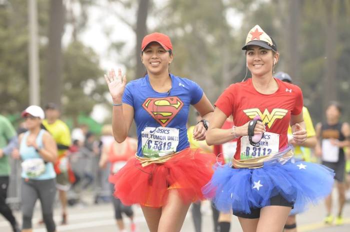 Monika Allen and friend seen running in tutus.