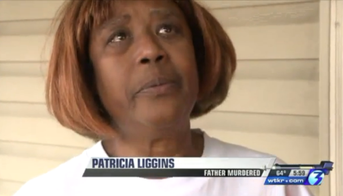 The grieving daughter of deacon Clinton Jackson Sr., Patricia Liggins. He was gunned down near her house on Tuesday.